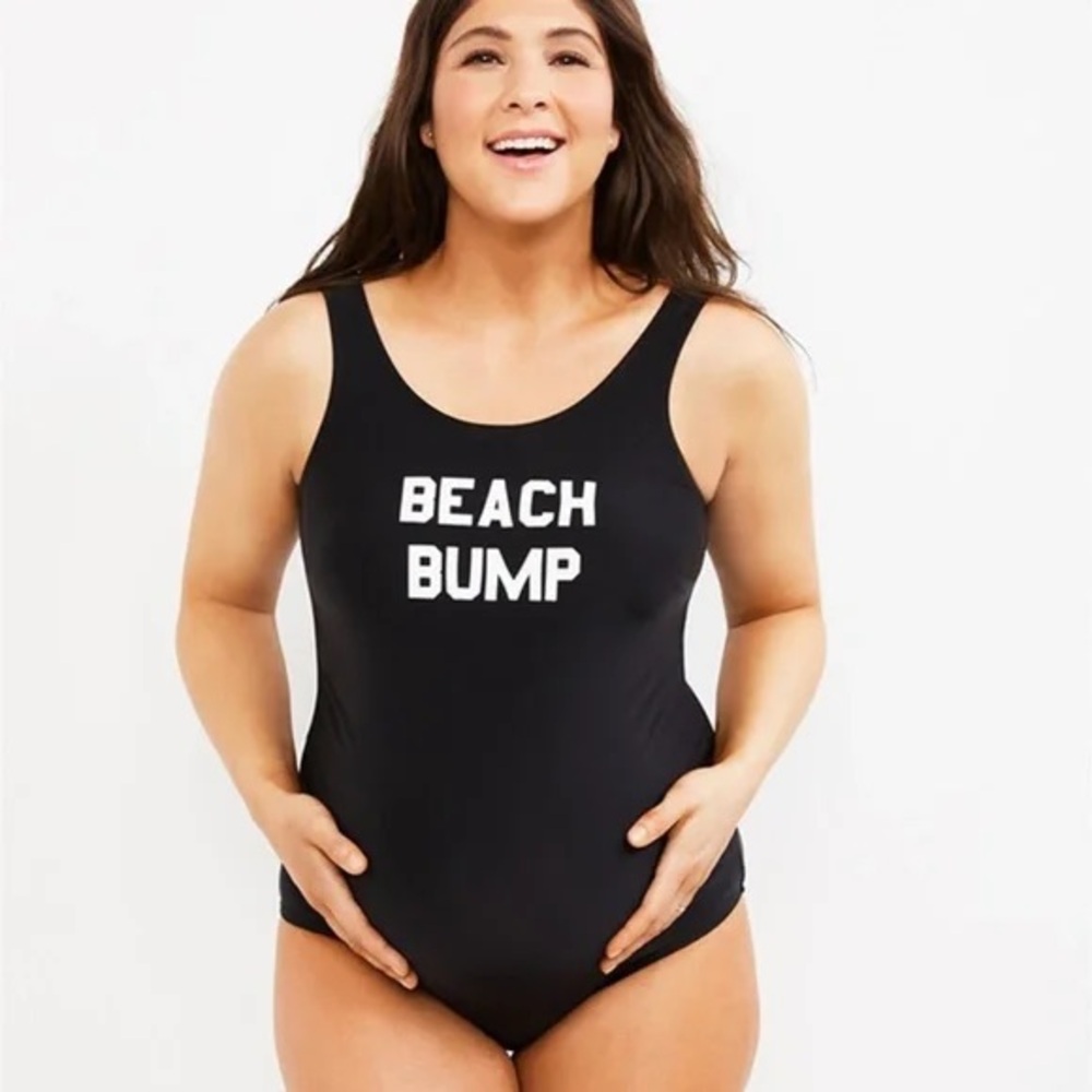 Motherhood Black One-Piece Maternity Swimsuit Beach Bump